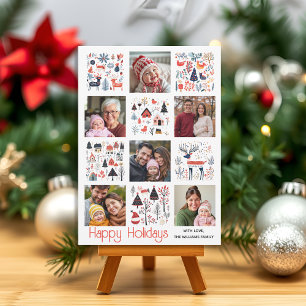 Cartão De Festividades Arte popular escandinava seis fotos colagem Natal 
