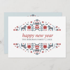 Cartão De Festividades Arte Popular Nórdica | Ano Novo Natal 3 Foto