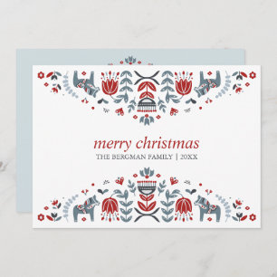 Cartão De Festividades Arte popular nórdica  Feriados de Natal 3 Foto