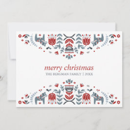 Cartão De Festividades Arte Popular Nórdica | Férias de Natal 3 Foto