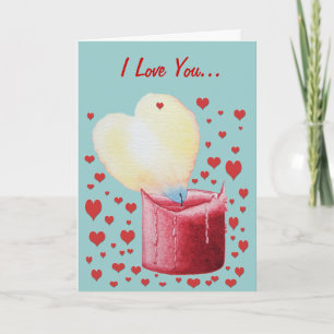 Cartão De Festividades arte romântica de velas vermelhas da chama