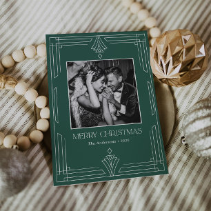 Cartão De Festividades Arte Verde Deco Natal de Foto Moderna