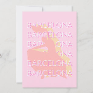 Cartão De Festividades Arte Viagem de Barcelona, Arte Espanha, Rosa, Past
