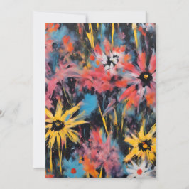 Cartão De Festividades Arte Vibrante de Flores de Grafite