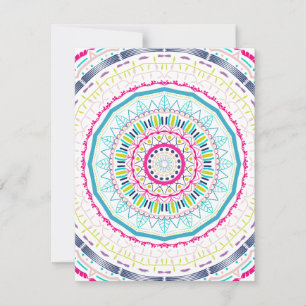Cartão De Festividades Arte Vibrante e Colorida de Mandala