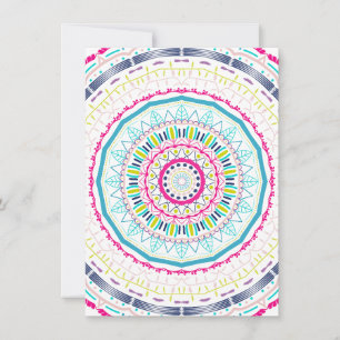 Cartão De Festividades Arte Vibrante e Colorida de Mandala