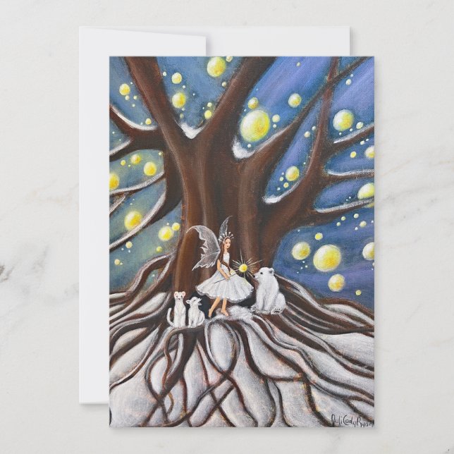 Cartão De Festividades Arte Whimsical do Conselho de inverno (Frente)