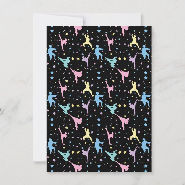 Cartão De Festividades Artes marciais Karate Abstrato Stars Sparkles (Frente)