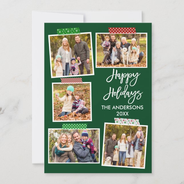 Cartão De Festividades Artesanato de Feriados Felizes de Escova Verde (Frente)