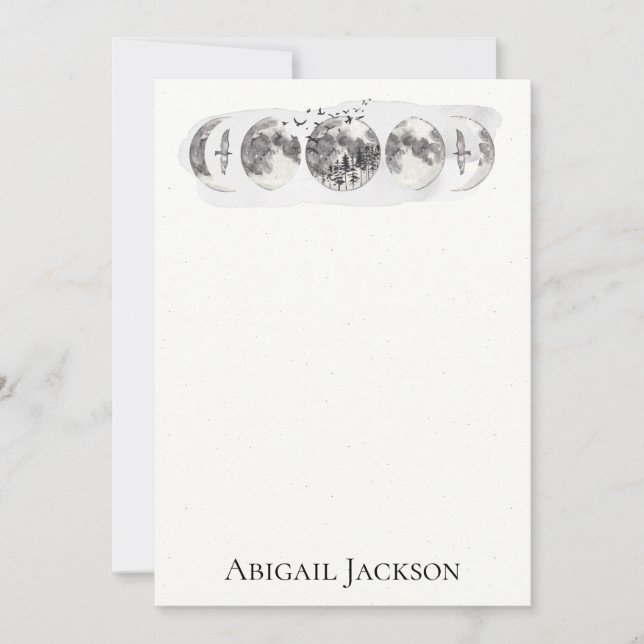 Cartão De Festividades Artigos de papelaria dos pássaros da lua da (Frente)