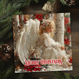 Cartão De Festividades Artistic angelic angel red gold festive magical