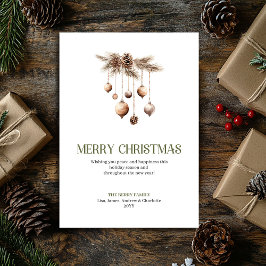 Cartão De Festividades Artistic Christmas Ornament Earthy Elegant Card