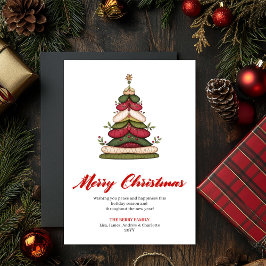 Cartão De Festividades Artistic Minimalist Christmas Tree Greeting Card