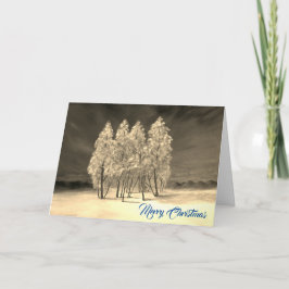 Cartão De Festividades Artsy Fir Trees Blue Paint Original