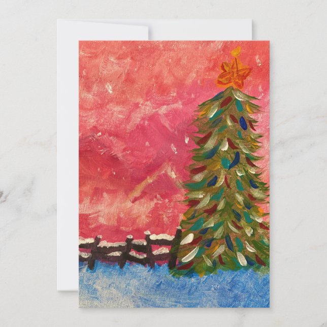 Cartão De Festividades Árvore ao Crepúsculo (Frente)