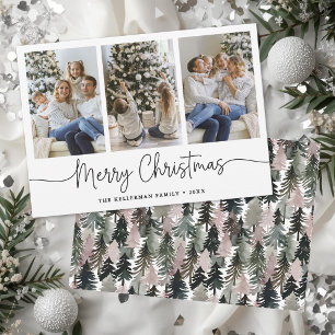 Cartão De Festividades Árvore Aquarela Foto Minimalista Natal