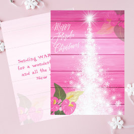 Cartão De Festividades Árvore Branca de Hibiscus Rosa de Natal da Flórida