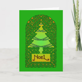 Cartão De Festividades Árvore Celta de Natal - Verde
