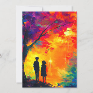 Cartão De Festividades Árvore Colorida do Amor
