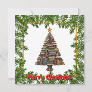 Cartão De Festividades Árvore Colorida do Livro de Natal Vintage Chic