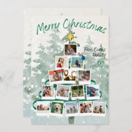 Cartão De Festividades Árvore da Família Feliz de Natal