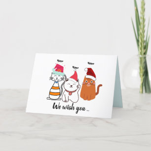 Cartão De Festividades Árvore da Família Gato Bonito Natal