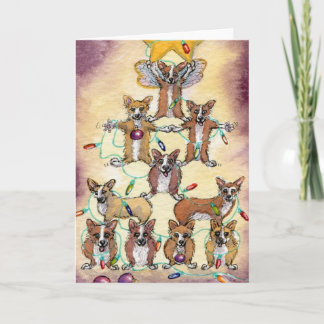 Cartão De Festividades Árvore da pele do Corgi
