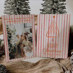 Cartão De Festividades Árvore de Abstrato de Natal Desenhada da Mão Verme