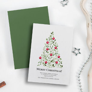 Cartão De Festividades Árvore de Aquarela de Natal Moderno Obrigado
