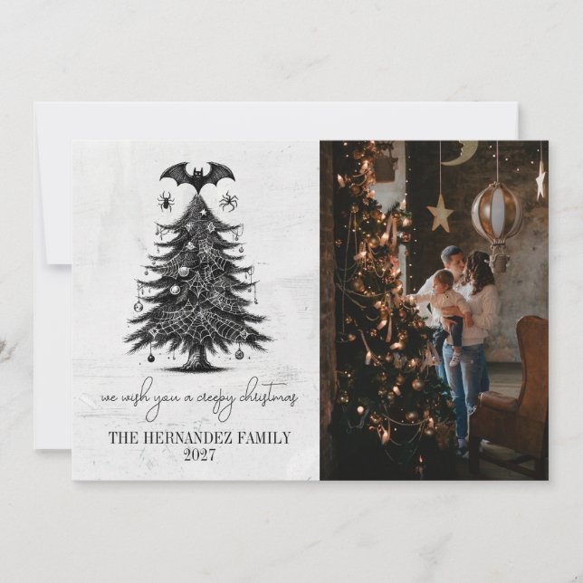 Cartão De Festividades Árvore de Bat de Férias (Frente)