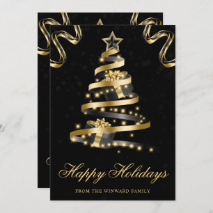Cartão De Festividades Árvore de Fita Esparta Preta e Dourada