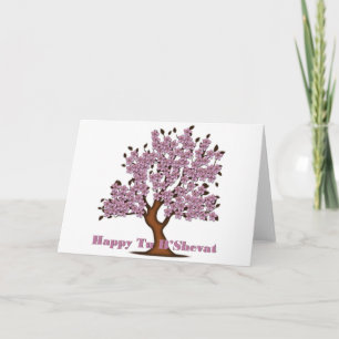 Cartão De Festividades Árvore de Flor Rosa Tu B'Shevat