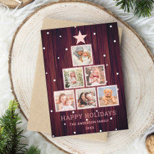 Árvore de Foto de Natal da Madeira da Rústica rosa