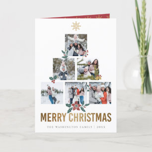 Cartão De Festividades Árvore de Fotos de Natal Elegante 