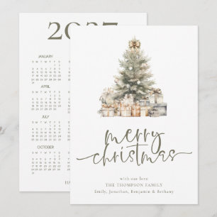 Cartão De Festividades Árvore de Natal Alegre Calendário de Sabedoria de