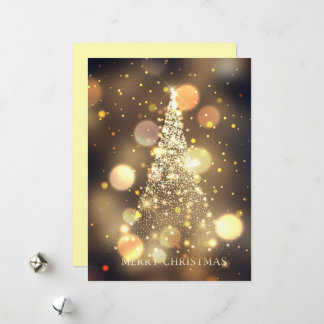 Cartão De Festividades Árvore de Natal Alegre com Bokeh Brilhante