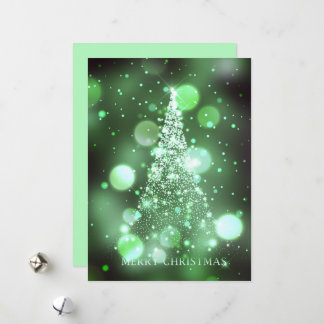 Cartão De Festividades Árvore de Natal Alegre com Bokeh Brilhante