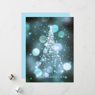 Cartão De Festividades Árvore de Natal Alegre com Bokeh Brilhante