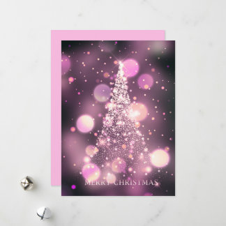 Cartão De Festividades Árvore de Natal Alegre com Bokeh Brilhante