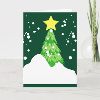 Cartão De Festividades Árvore de Natal Alegre com Neve