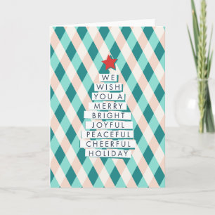 Cartão De Festividades Árvore de Natal alegre - Palavras de Alegria