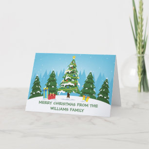 Cartão De Festividades Árvore de Natal Alegre Personalizada Fofa Não Foto