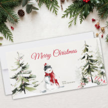 Árvore de Natal Aquarela Boneco de Neve Cachecol V