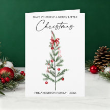 Árvore de Natal Aquarela Laço Vermelho Dobra Calig