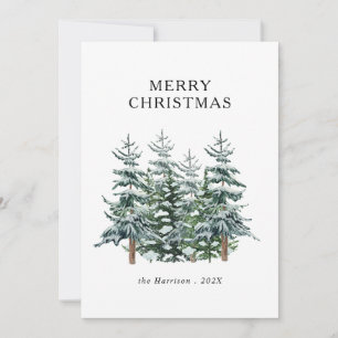 Cartão De Festividades Árvore de Natal Aquarela Moderna Não Foto