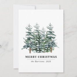 Cartão De Festividades Árvore de Natal Aquarela Moderna Não Foto