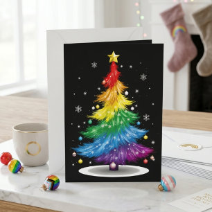 Cartão De Festividades Árvore de Natal Arco-íris Orgulho LGBTQ Feriado Ar