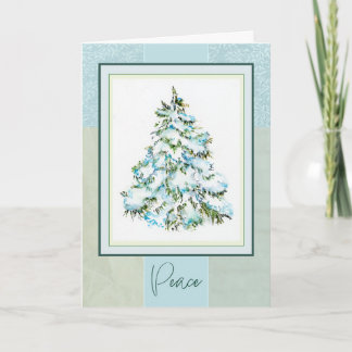 Cartão De Festividades Árvore de Natal Árvore de Natal Neve Aquarela Cart