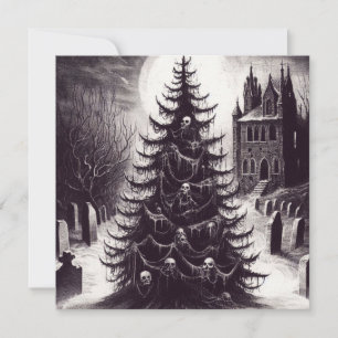 Cartão De Festividades Árvore de Natal Assustadora de Natal Goth