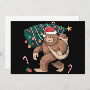 Cartão De Festividades Árvore de Natal Bigfoot Luzes Xmas Sasquatch Lover